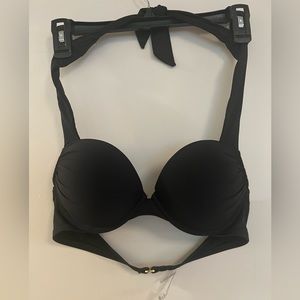Victoria Secret Black Swimsuit Bikini Top Padded Push Up - Size 34B